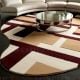 Handcrafted Beige Maroon Geometric Living Room Rug